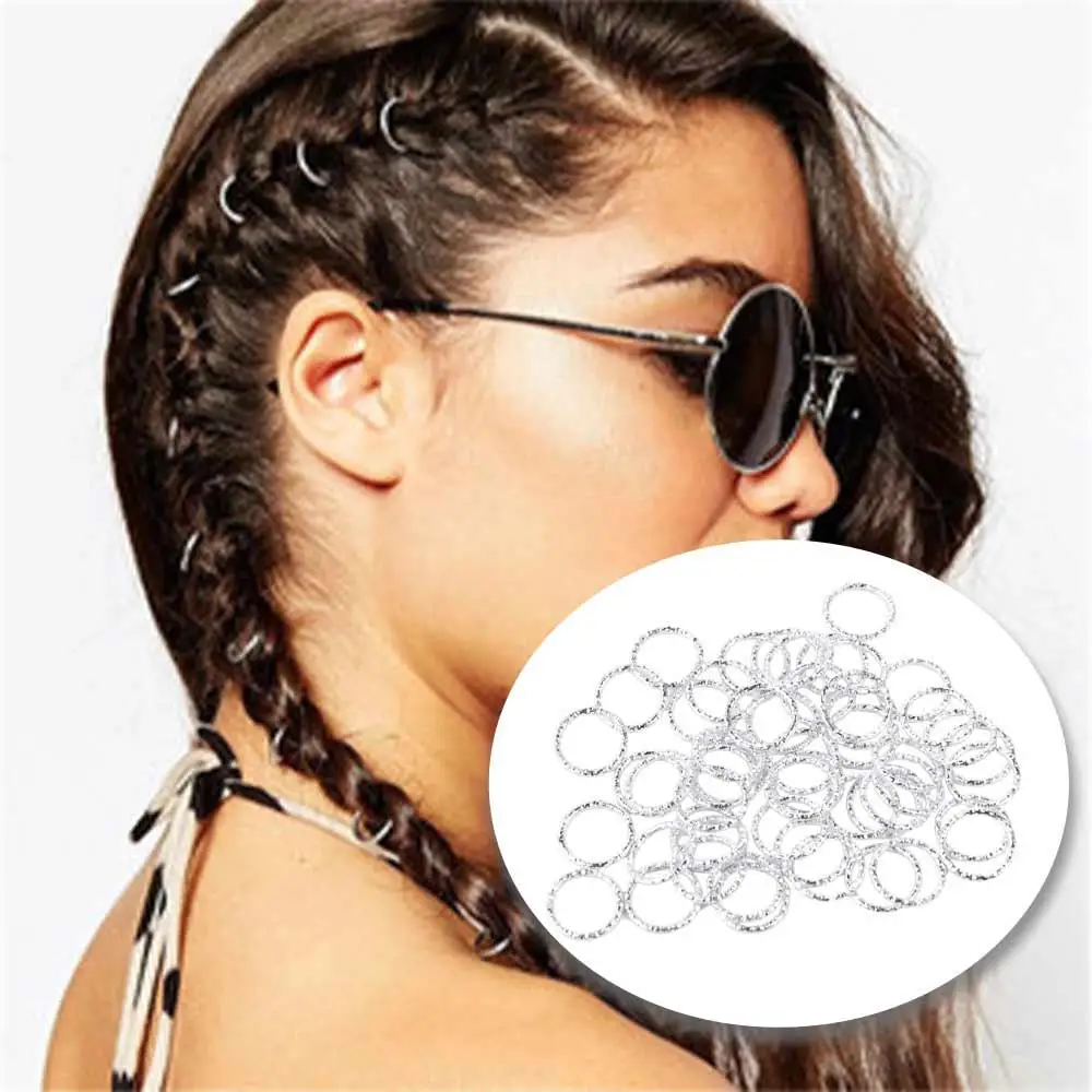 50PCS Hair Accessories Opening Hoop Circle Hair Rings Charm Big Hole Dreadlocks Beads Hairpin Jewelry Cuff Clip Hair Braids