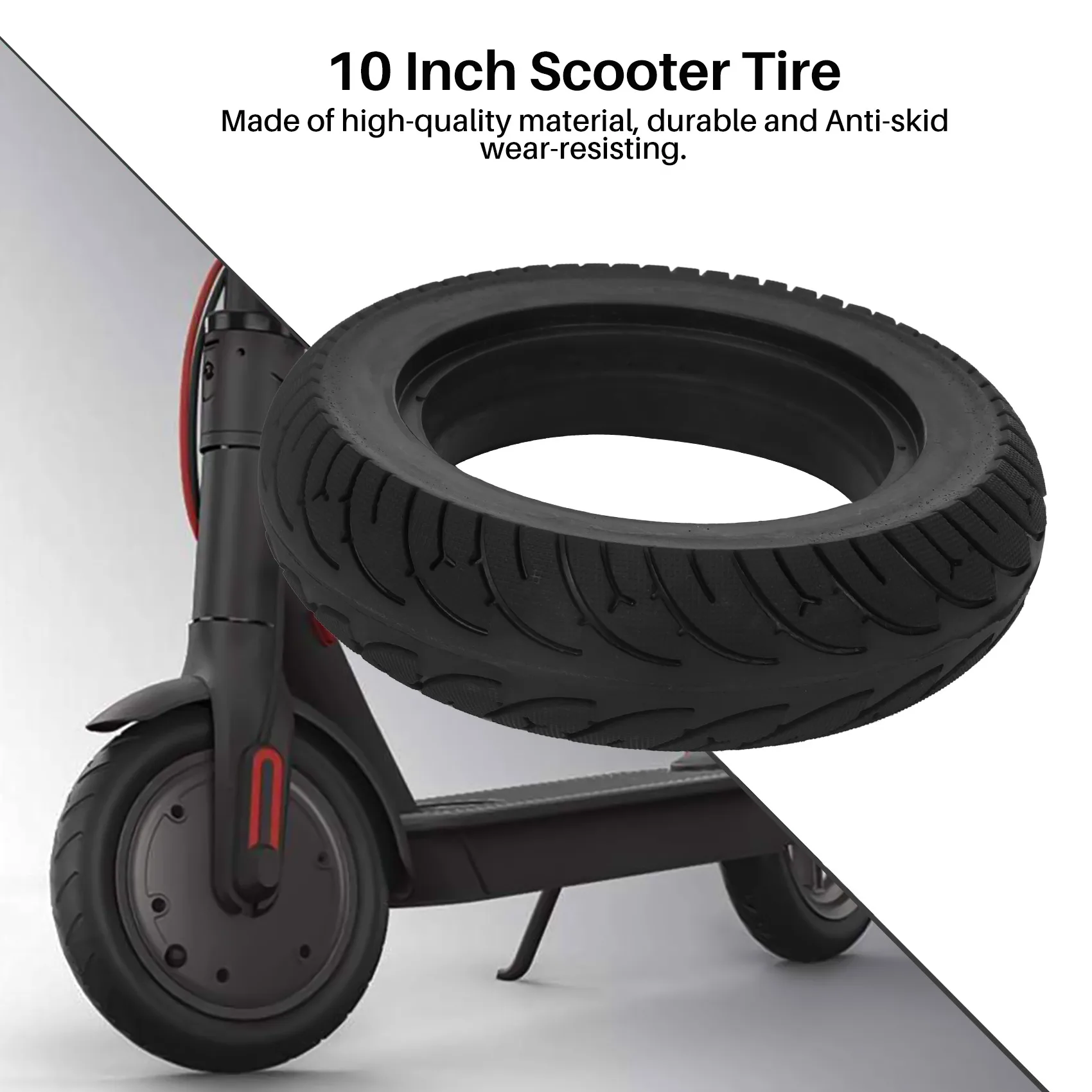 Neumático sólido negro 10X2.5 para patinete eléctrico, neumático plegable para bicicleta eléctrica, neumático ensanchado de goma, patinete eléctrico sin inflar