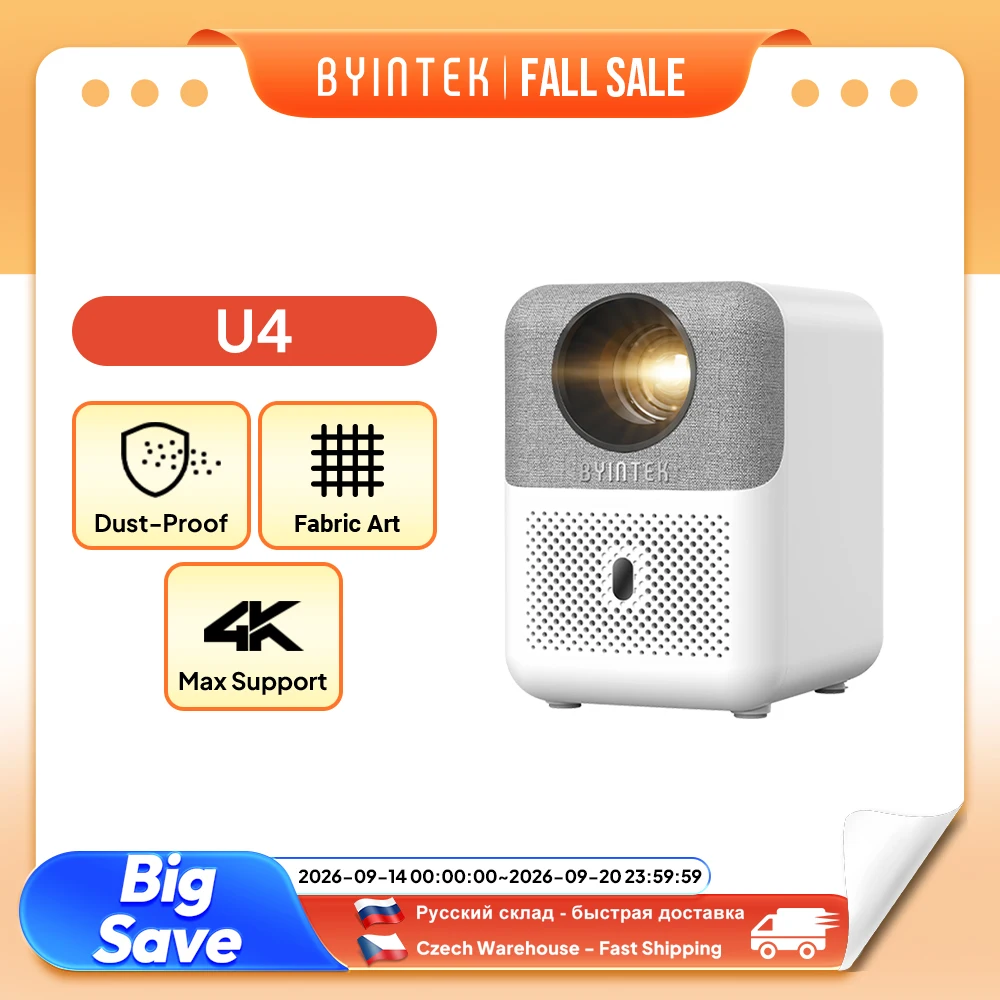 Projetor Mini Smart para Home Theater BYINTEK U4 LOVE 1, Vídeo 4K 1080P, Android WIFI para Cinema em Smartphone