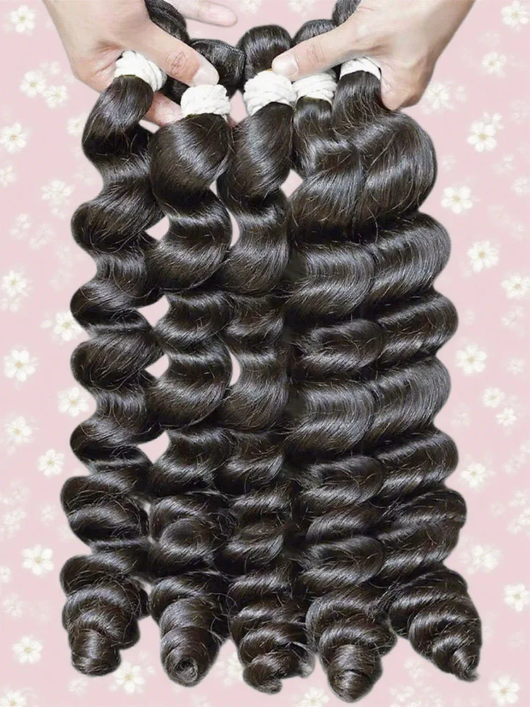 

Mossily Loose Wave Bundle 100% человеческие волосы Raw Remy Virgin Необработанные наращивания 3/4 шт. Черные пучки 30 32 дюйма с двойным утком