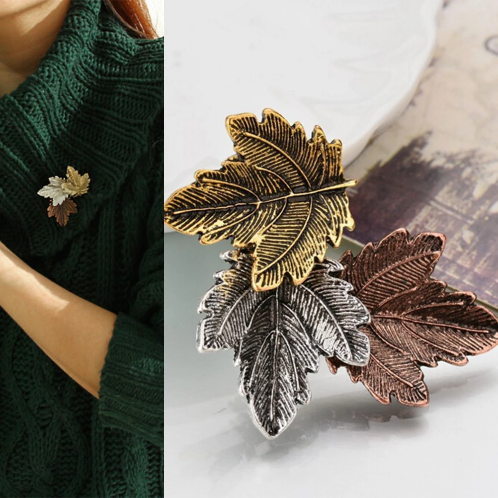 Vintage Maple Leaf Brooches Clothing Collar Lapel Brooch Pins Unisex Plant Pins Office Party Casual Accessories Gifts Jewelry