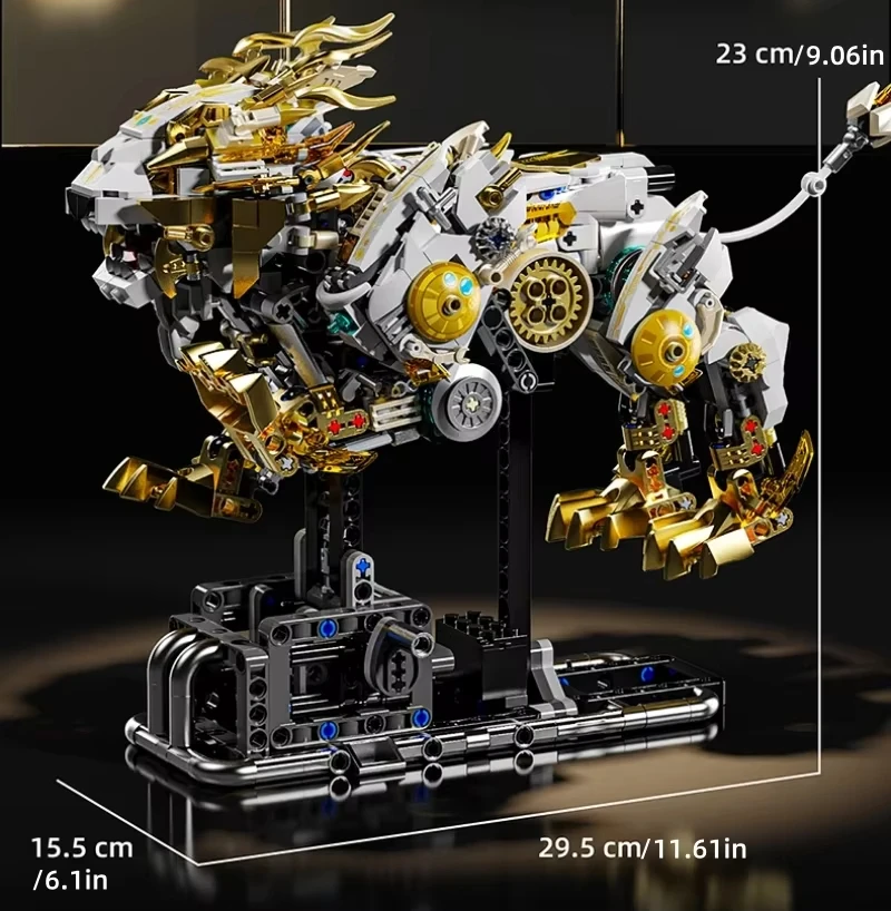1073pcs Mechanical Series Assembly Blocks MOC Mechanical Lion Model Decorations Children's Educational Toys Birthday Gifts