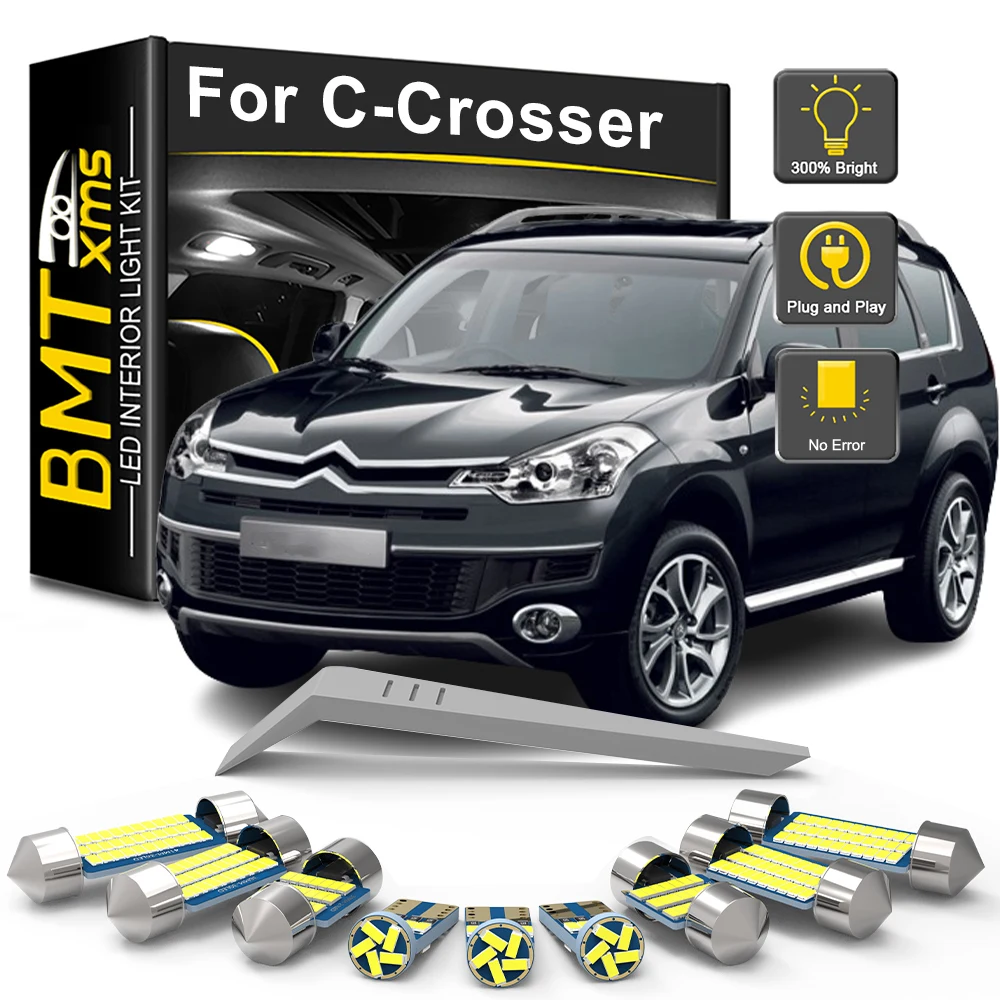 BMTxms 8Pcs Canbus No Error Car Light Bulb For Citroen C-Crosser 2007 2008 2009 2010 2011 2013 LED Dome Reading Trunk Interior