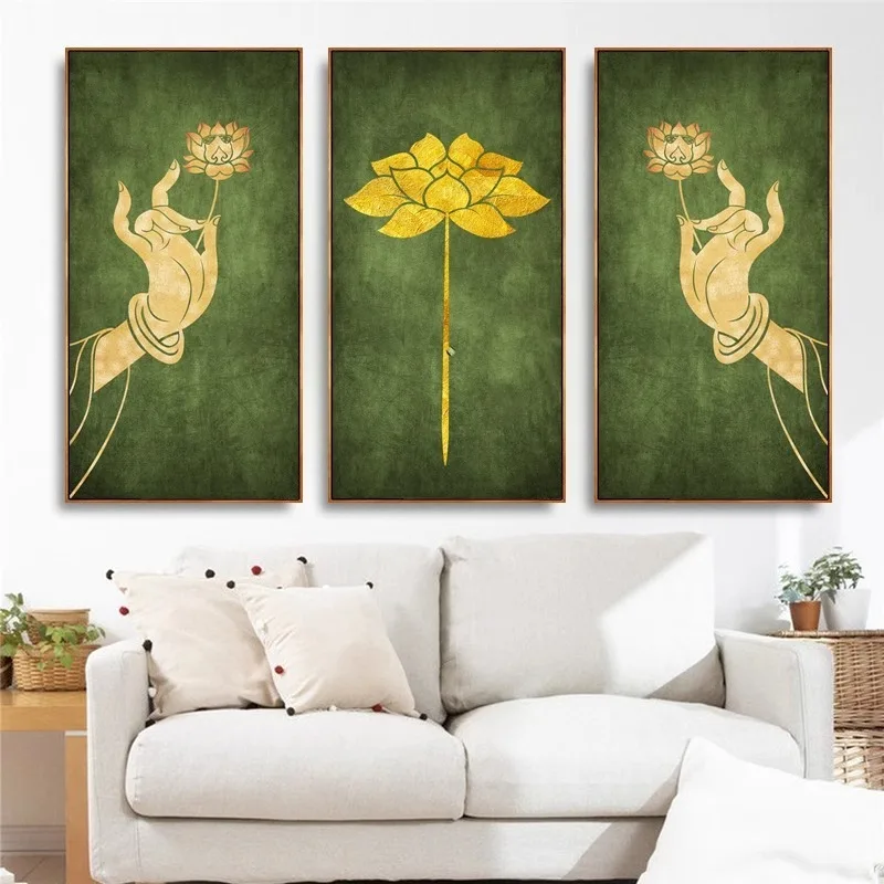 Zen Buddhism Flower Thai Southeast Asia Store Posters Picture Canvas Wall Art Home Decor Paintings for Living Room Decoration