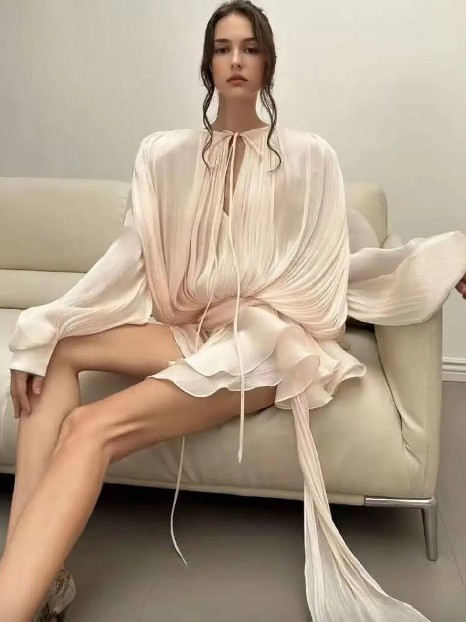 Pure Desire – ensemble féerique Dr irt, ourlet cousu à la taille, décontracté, coupe ample, Long, rond, couleur Pure