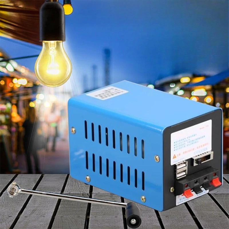 Portable USB Emergency Power Charger 12V High Power Hand Crank Generator for Home Outdoor Phone Laptop Power Failure