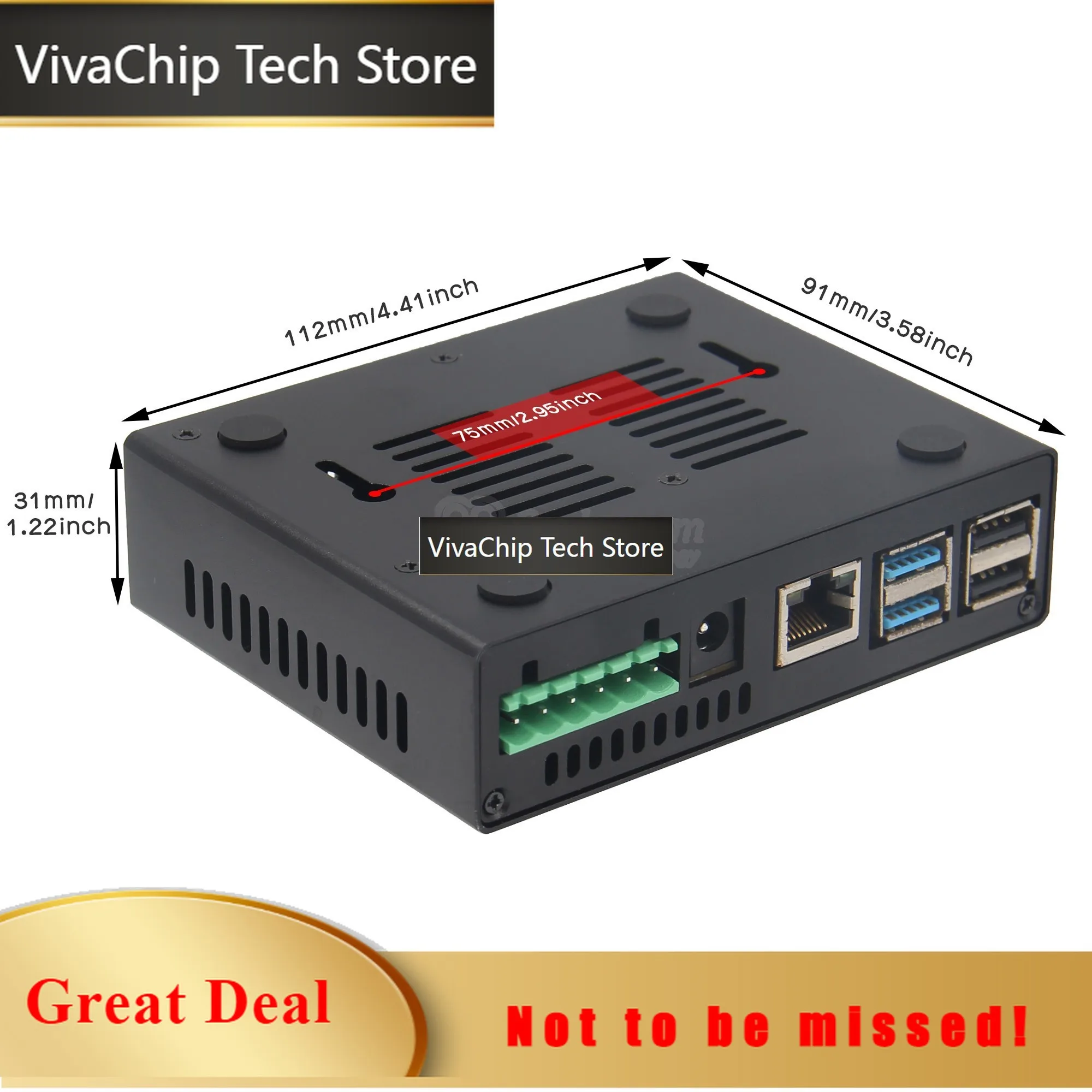 VivaCTAMPi, HiFi Amplifier AMP Expansion Board with Case & Heatsink for Raspberry Pi 4 8GB / 4GB / 2GB