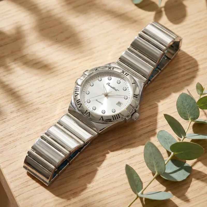 Fashion Diamond Studded Calendar Watch Luxury Stainless Steel Strap Quartz Wristwatch Women New Constellation Ladies Clock Gift