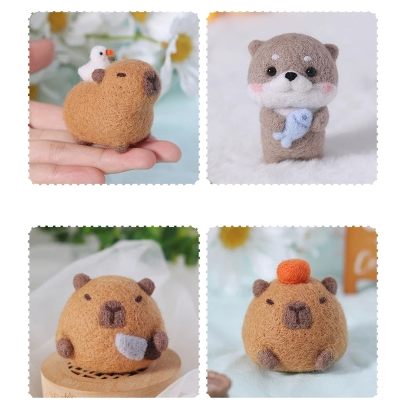 Y1UB Needle Felting Set Needle Felting Supplies Kits with Tools Capybara Needle Felting Supplies Kits with Tools for Beginner