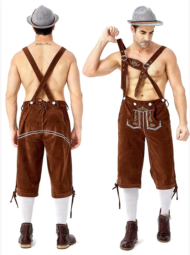 Costume Cosplay tradizionale Oktoberfest Halloween maschile Lederhosen bavarese Octoberfest Beer Festival costumi Cosplay