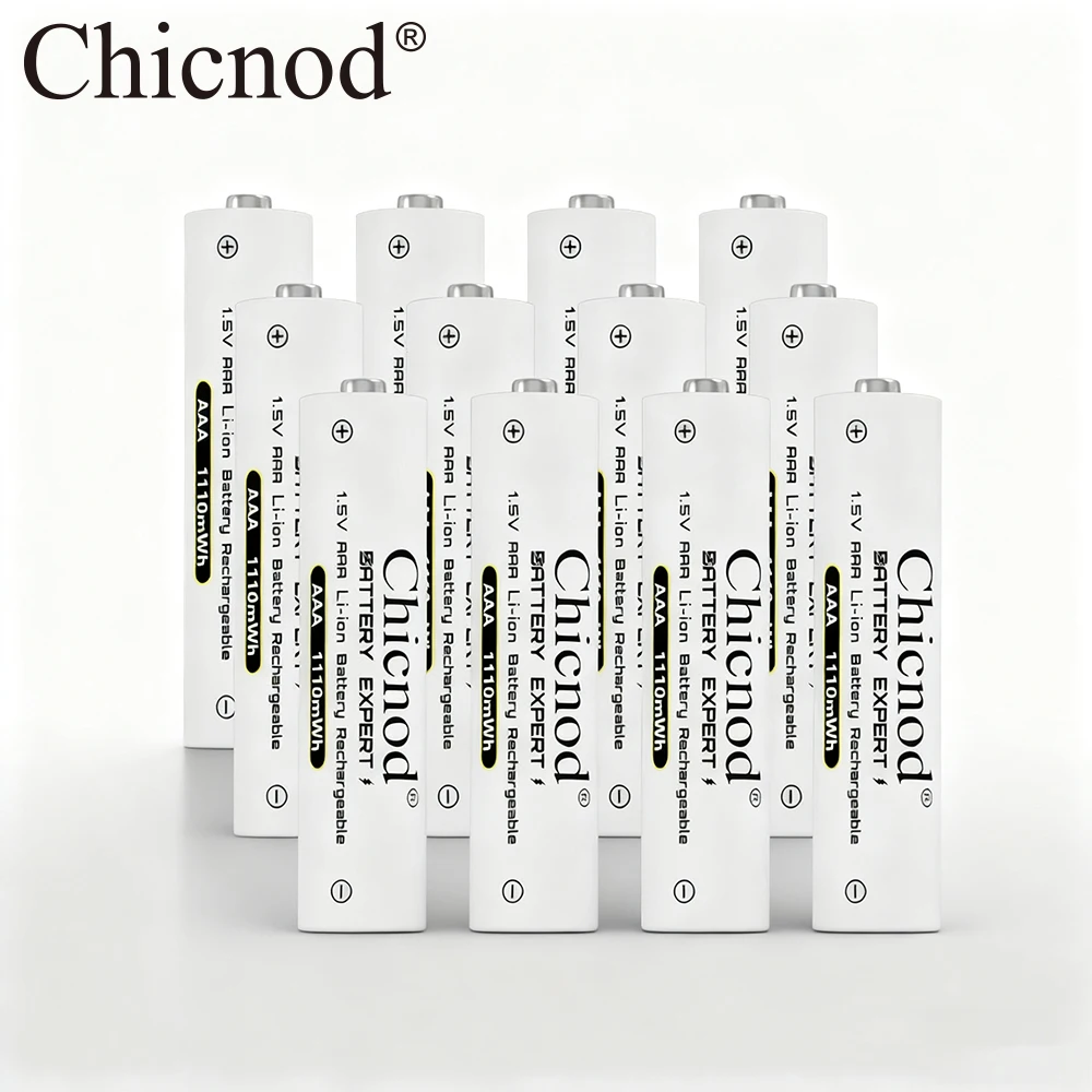 CHICNOD AAA بطاريات قابلة للشحن 1.5 فولت 1100mWh بطارية ليثيوم أيون للتحكم عن بعد ماوس لعبة كهربائية كاميرا بطارية ليثيوم aaa