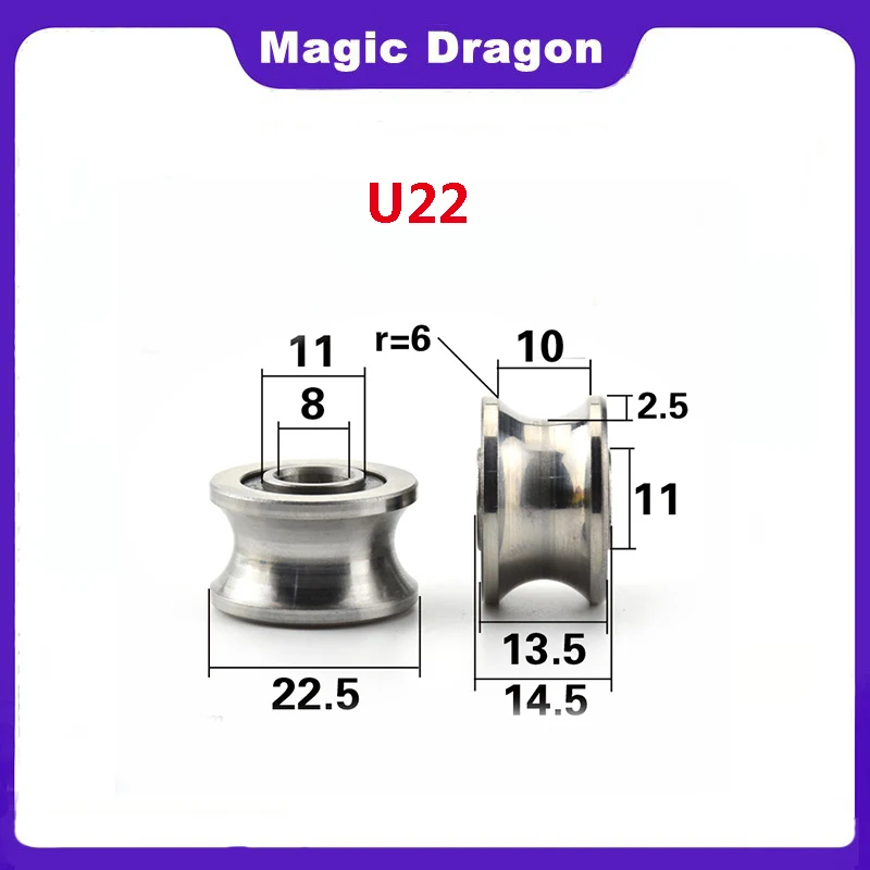 5PCS/Lot CNC T16.5 5mm TU22 8mm V/U Groove Pulley Bearings T22 U22 8*22.5*14.5*13.5 mm V Groove Roller Wheel Ball Bearing T-U-22