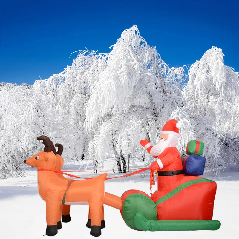 

Christmas scene decoration supplies backpack double deer inflatable Santa Claus deer cart ornaments