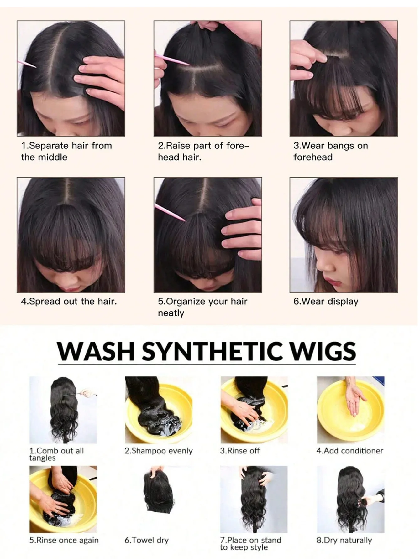 Natural Forehead Hairline Clip on Bangs Curl Air Bangs Synthetic Hairpiece Clip on Front Neat Bangs