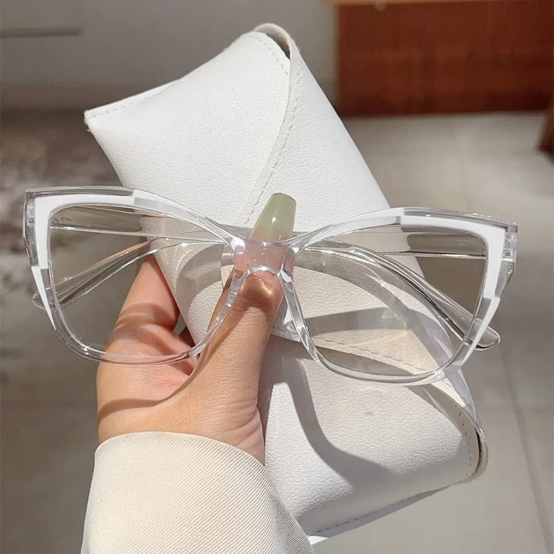 Elegant Cat Eye Reading Glasses for Women, Fashionable Color Block Design, Anti-blue Light, 1.0 To 4.0 Strength