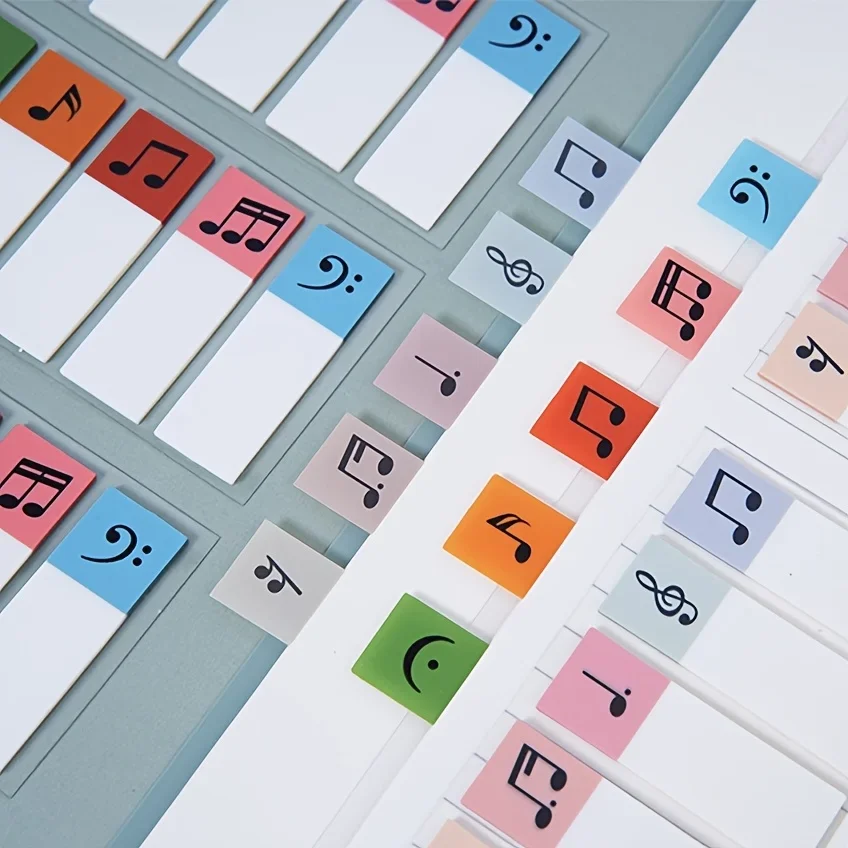 Transparent Musical Note Index Sticky Notes 300Pcs, Color Self-Adhesive Stickers, Multipurpose School Office Stationery