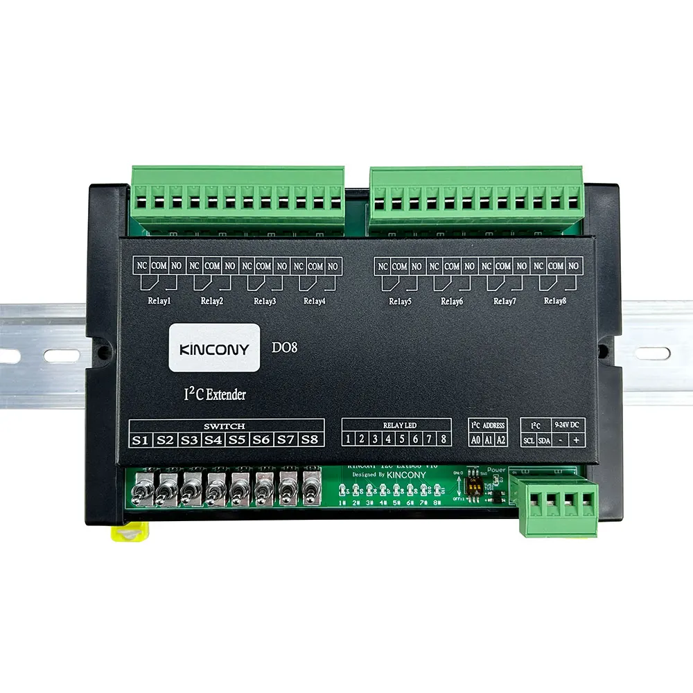 KinCony DO8 PCF8574 IO Expansion i2c Extender Relay Board Extend 8 Channel 10A Relay with Manual Control Buttons For A Series