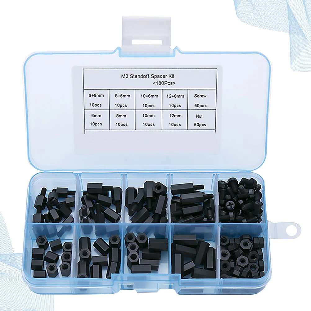 

180Pcs Plastic Nylon Hex Spacers Standoffs Durable Anticorrosive Compact for Electronics Computer Pc Board Prototyping