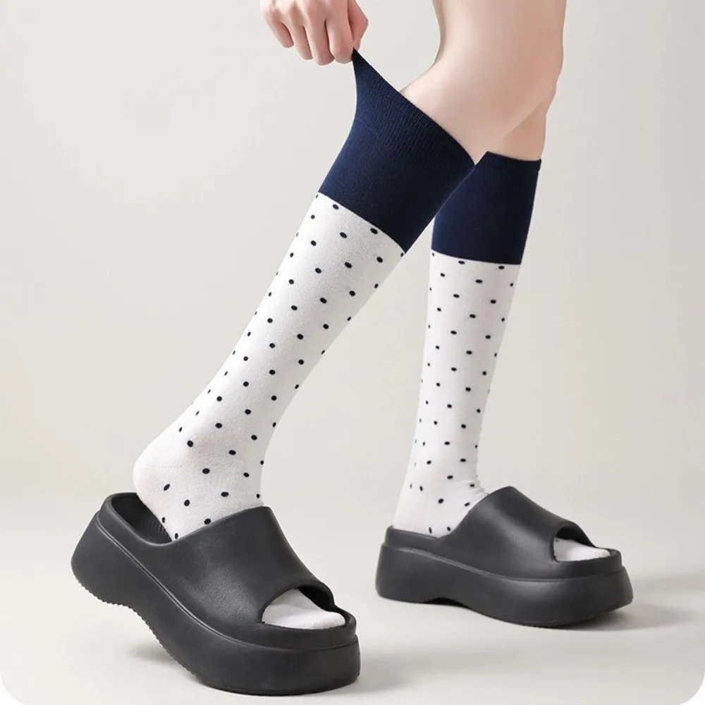 Stockings Women Japanese Fashion Polka Dot Cotton Long Socks Korean Style Color Matching Sweet Girls Knee Socks Women Stockings