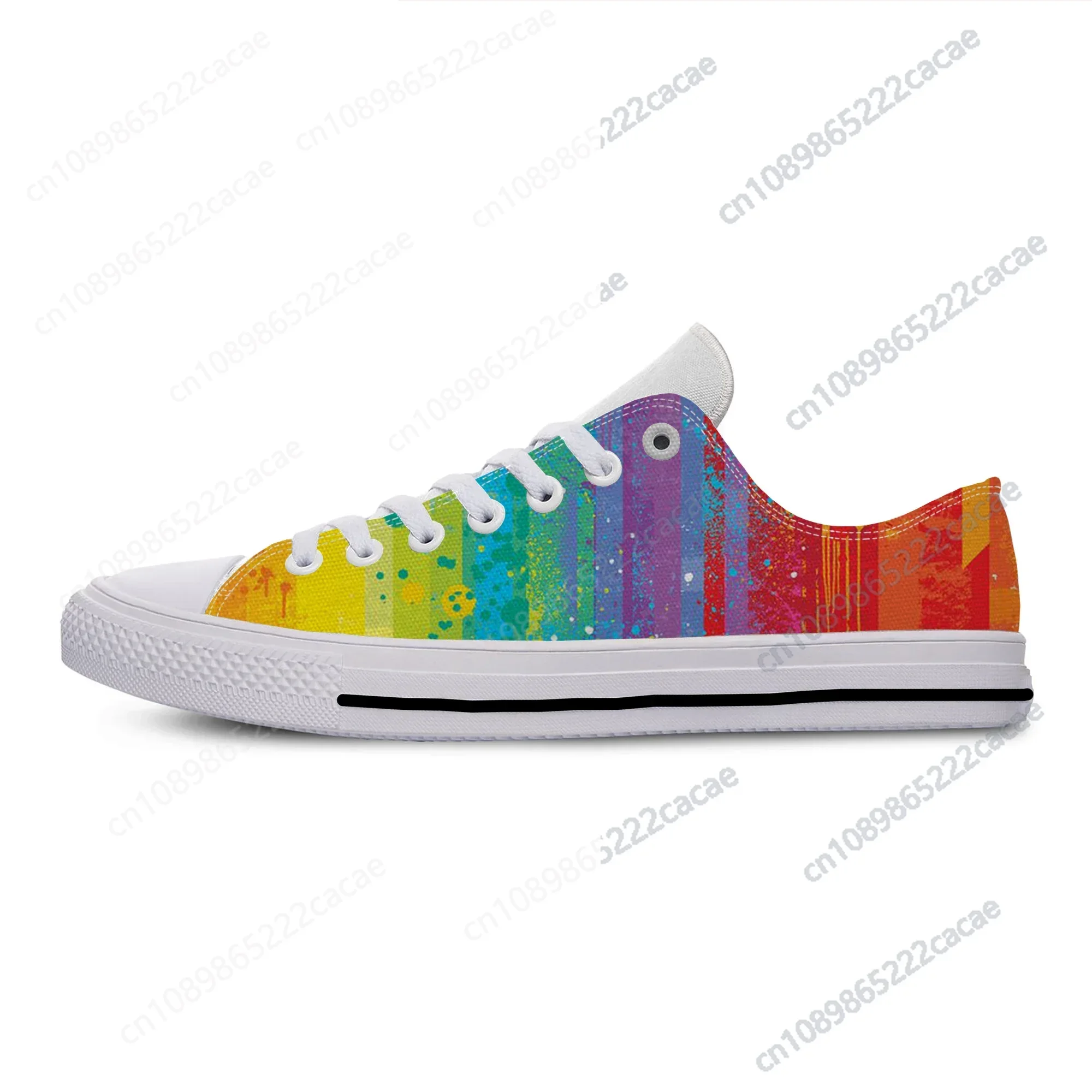 

Hot Cool Rainbow Spot Stripe Colorful Watercolour Mixture Fashion Lightweight Classic Shoes Men Women Casual Breathable Sneakers