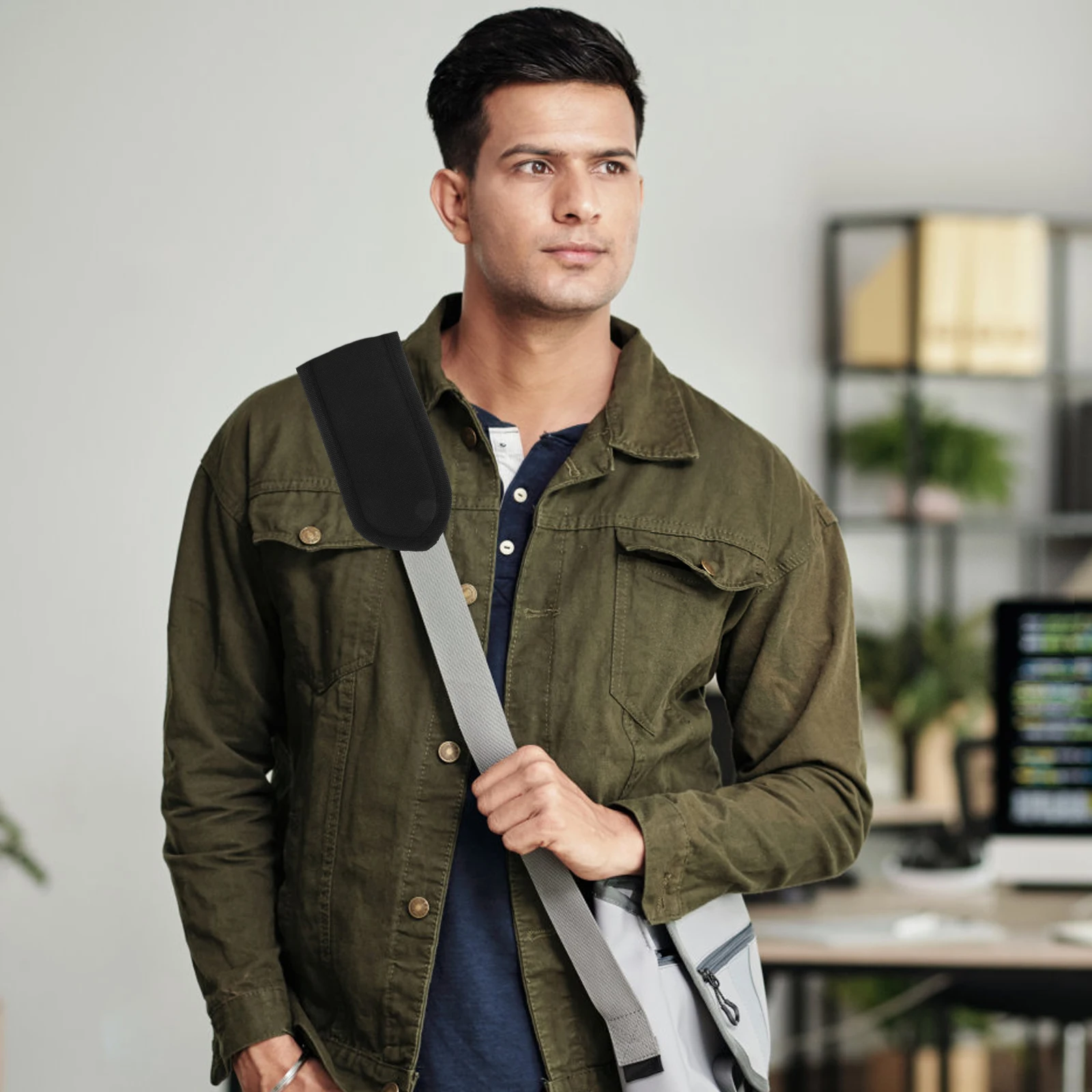 

Black Thick Backpack Shoulder Strap Pads Heavy Bags Long Cushioned Replacement Camera Bag Pad Comfortable Anti Slip