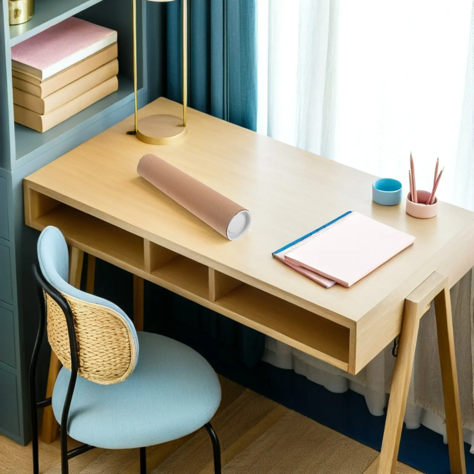 5Pcs Round Paper Mailing Tubes Kraft Poster Carrier Cylinder for Artwork Blueprints Documents with End Caps 13.19x2.56x2.56in