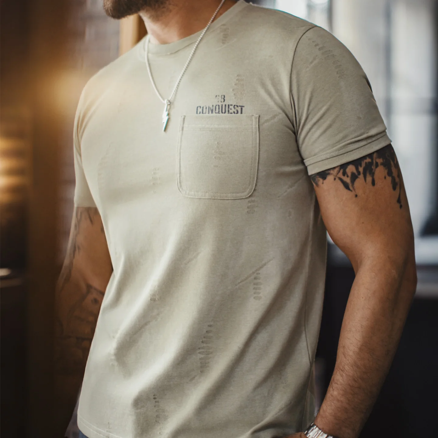 Maden Men's Workwear T-Shirt Square Pocket Letter Print Crew Neck Casual Short Sleeve Summer Lightweight Streetwear Top