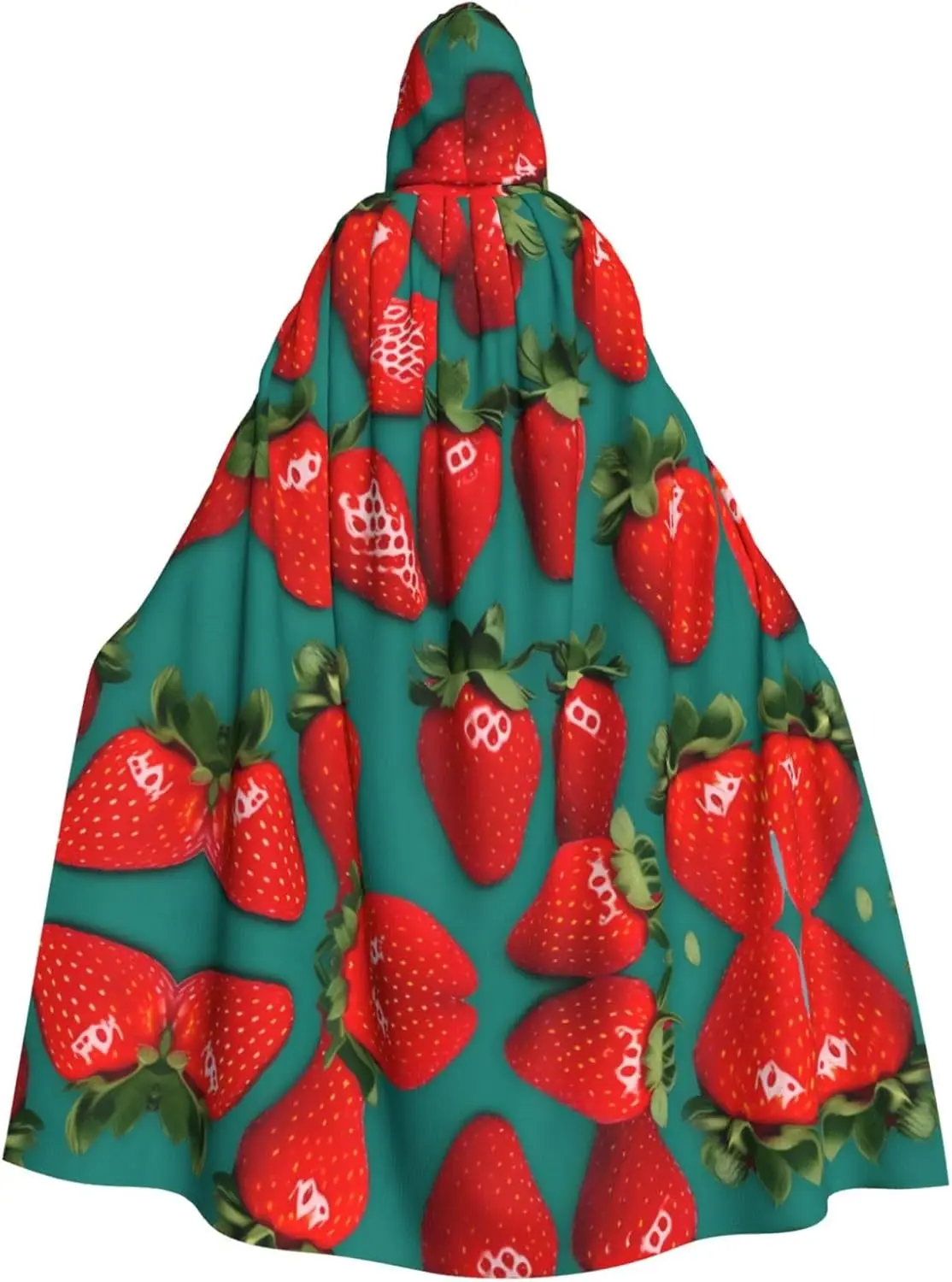 

Много плащ с капюшоном для взрослых с клубничным принтом и накидкой ведьмы на Хэллоуин, Рождество, костюм для вечеринки