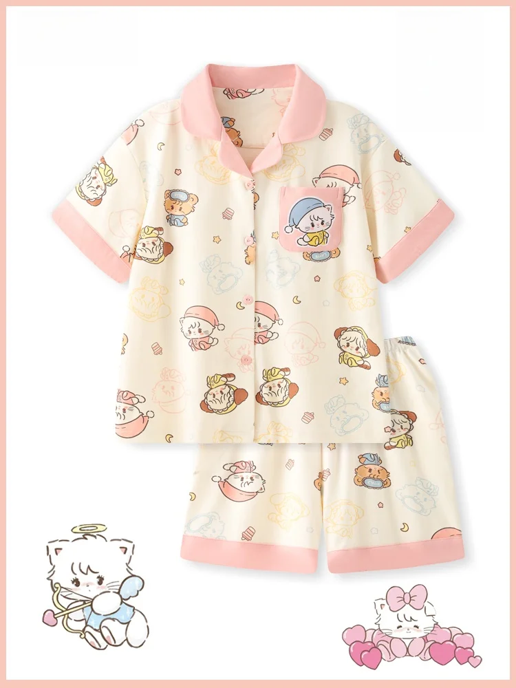 sweet-mikko-レディース-コットン-パジャマ-半袖-涼感-ホームウェア-セット-春-秋-夏-通気性-ソフト-快適