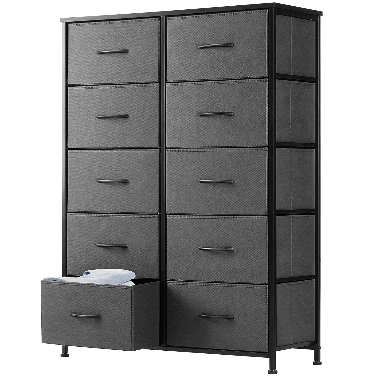 

Storage Cabinet, with 10 Independent Storage Unit Drawer Box, Hard Wood Tabletop Clothing Storage Cabinet