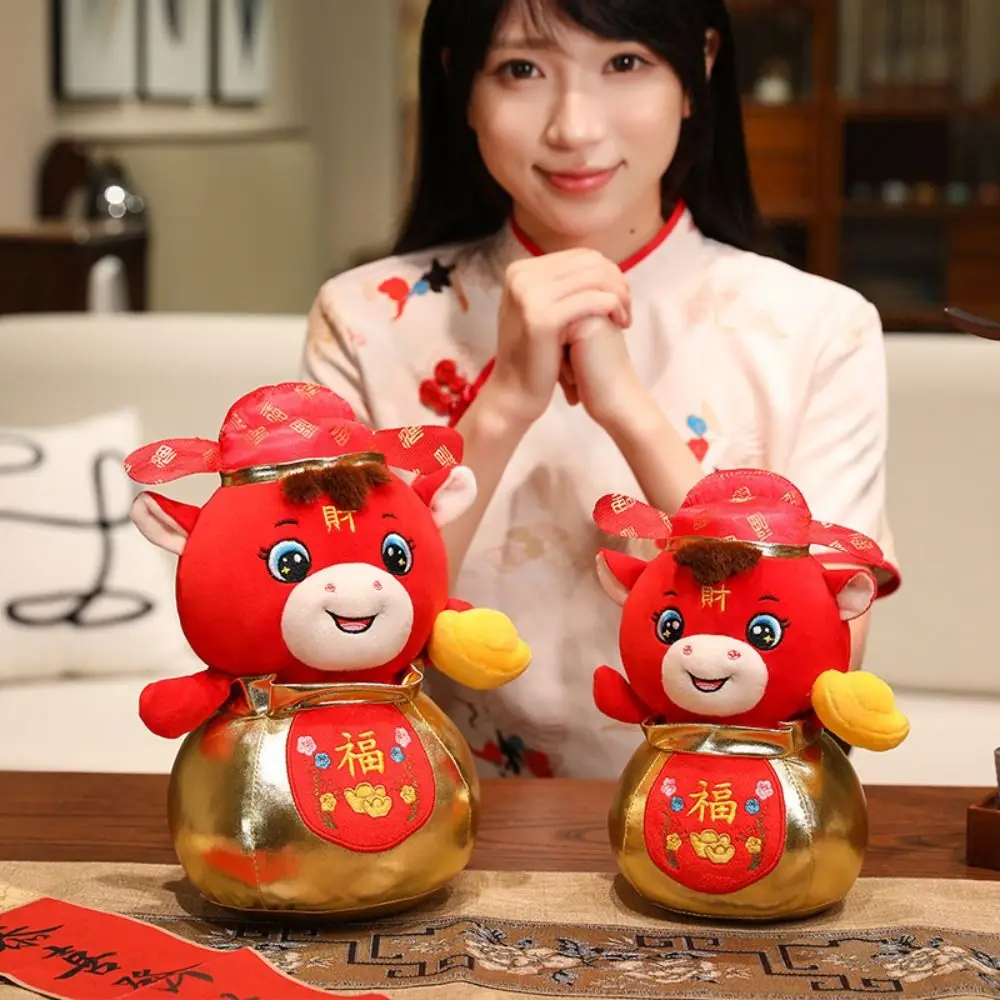 Divertidos animales de dibujos animados, juguetes de peluche de caballo, 18/25/30cm, lindo muñeco de peluche de poni, regalo de Festival de mascota de Año Nuevo rojo de la suerte