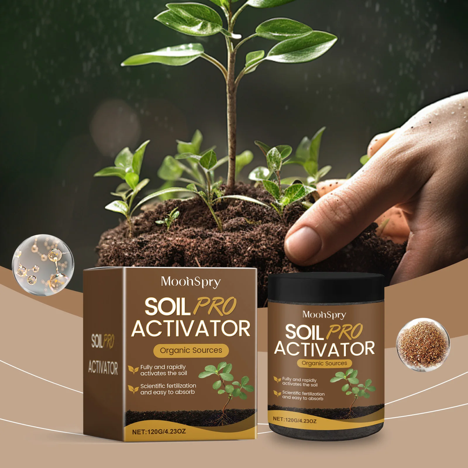 

Moonspry Soil Activators Effectively Improving Soil Structure Enhance Water Retention Promoting Plant Growth Fast Rooting Powder