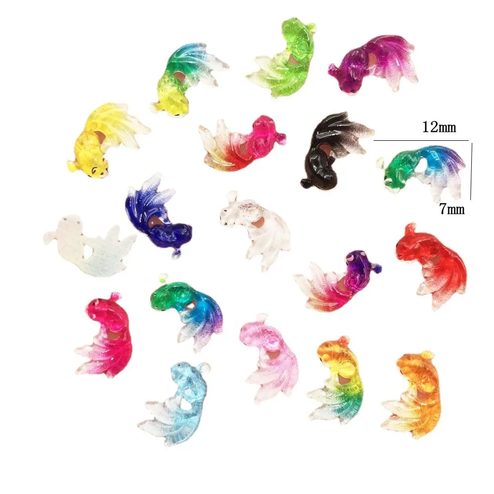 50pcs Resin Cute Colorful Mini Goldfish Flatback Rhinestone Appliques DIY Figurine Scrapbook Manicure Accessories Craft OF043
