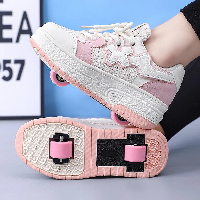 

2025 Kids' New Heelys (Fall & Winter): Girls' 2-Wheel Invisible Skates, Boys' White Roller Shoes