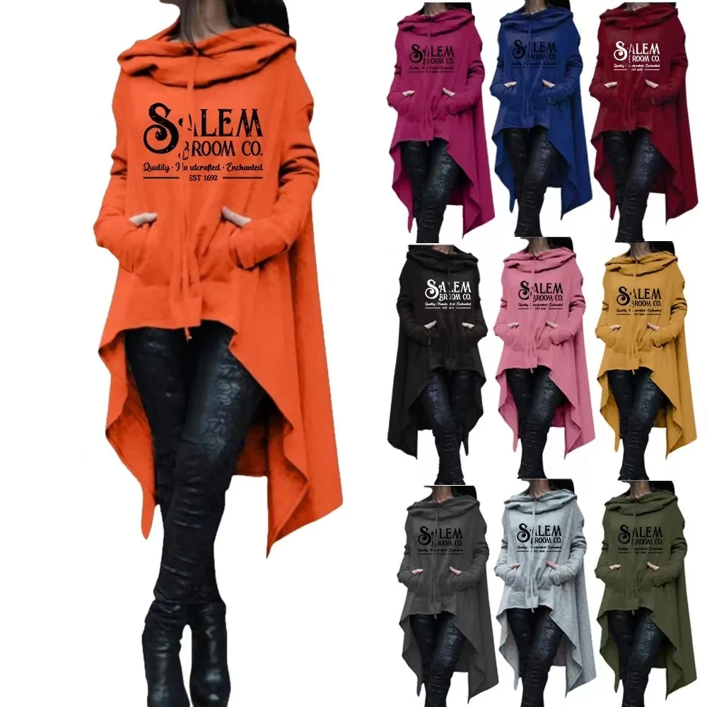 Sudadera con capucha de gran tamaño para mujer, Sudadera larga con estampado de Halloween, informal, urbano, más vendido, nuevo