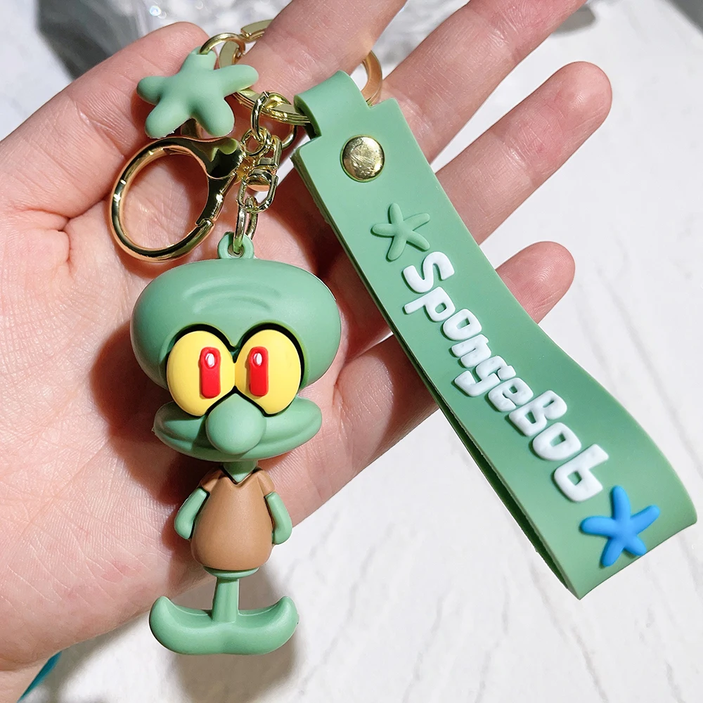 Anime Spongebob Schwammkopf Schlüsselanhänger Patrick Star Krabs Gary Sandy Kawaii Spielzeug Schlüsselanhänger Weihnachtsgeschenk Tasche Geburtstagsgeschenk für Kind