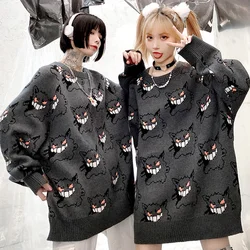 Hot Anime Pokemon Gengar Sweater Women Harajuku Pattern Pullover Loose Korean Style Autumn Winter Fashion Warm Knitted  Sweaters