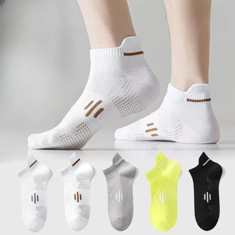 5 Paar kurze Sportsocken für Herren, geruchsneutral, Sommer, dünnes Design, schweißabsorbierend, kurze Röhre, einfache, bequeme Freizeitsocken