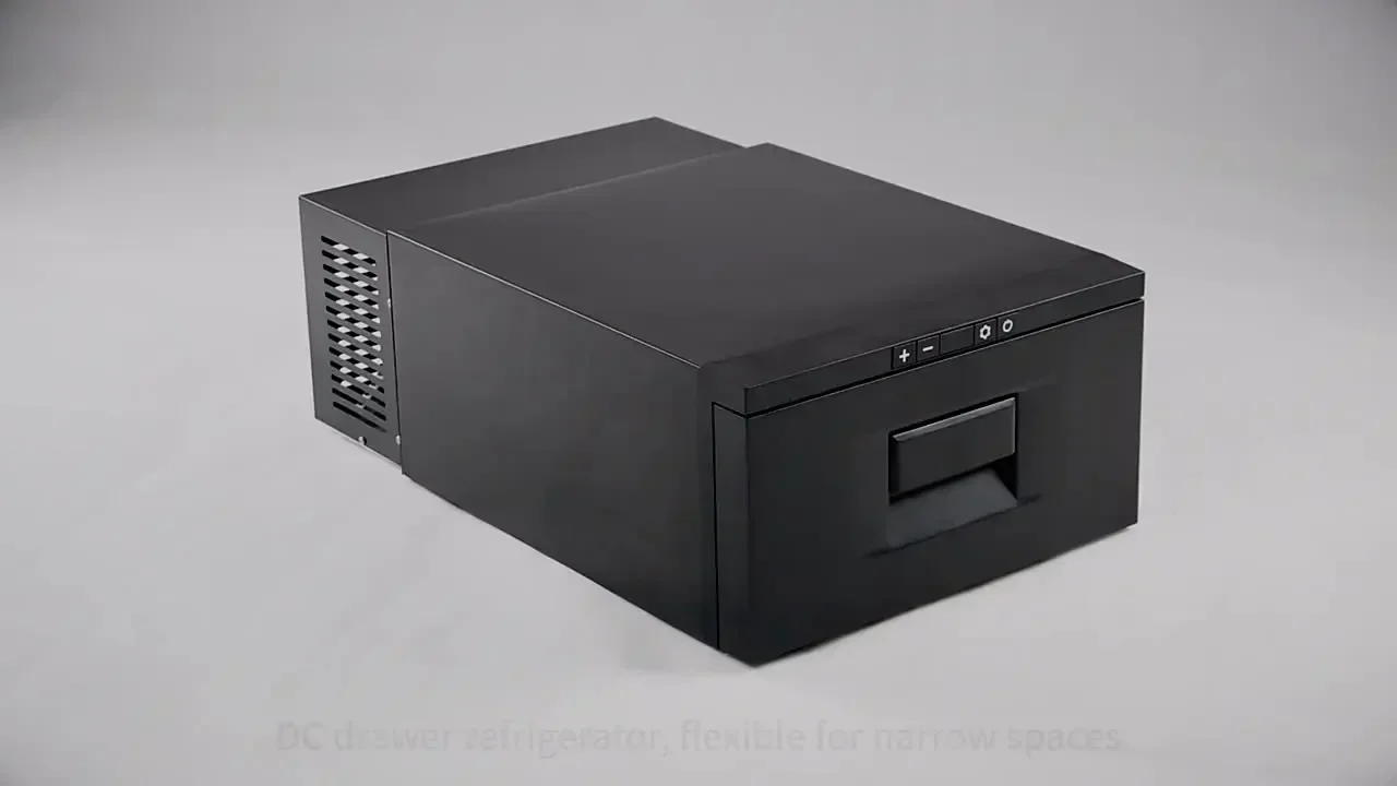 12 and 24 Volts DC 31 Quart Built In Drawer Refrigerator Black for Car RV Truck Outdoor With Drawers