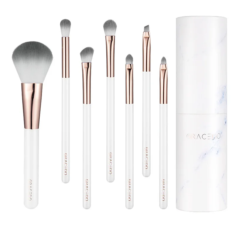 Marble Texture Makeup Brush Set with round Barrel - Eye Beauty Tools including Eyeshadow Brush And Blush Brush for Perfect Makeu
