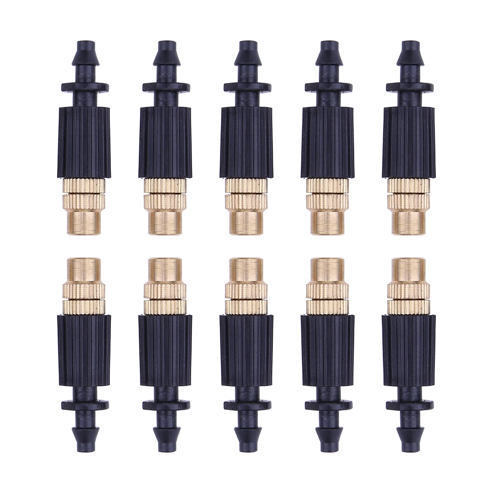 10Pcs Adjustable Copper Spray Nozzle Drip Irrigation Sprayer Nozzle Atomization Copper Nozzle for Lawn Vegetables Greenhouse