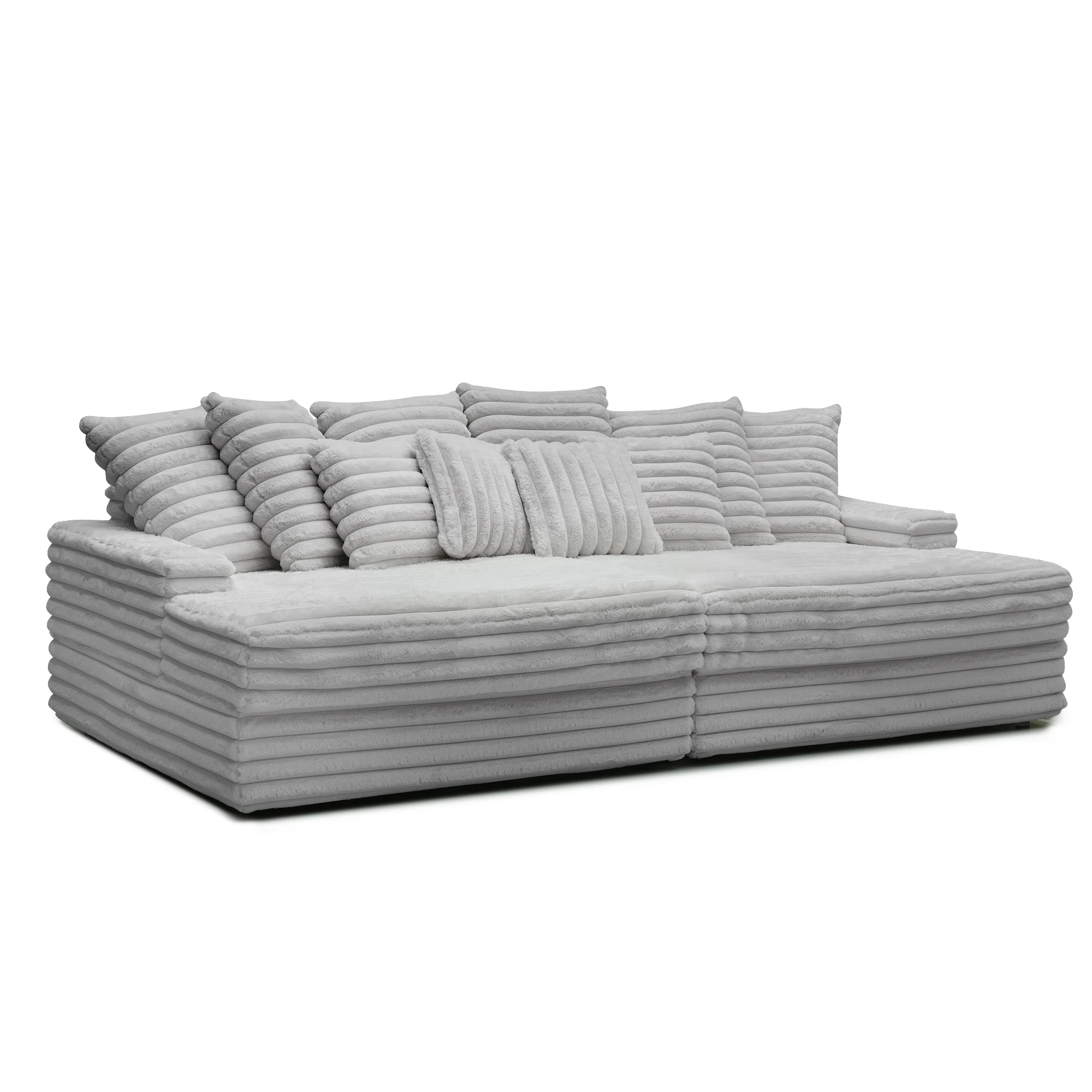 

Thick Striped Corduroy Single and Loveseat Soft Sofa Bed Black Gray White Living Room Couch