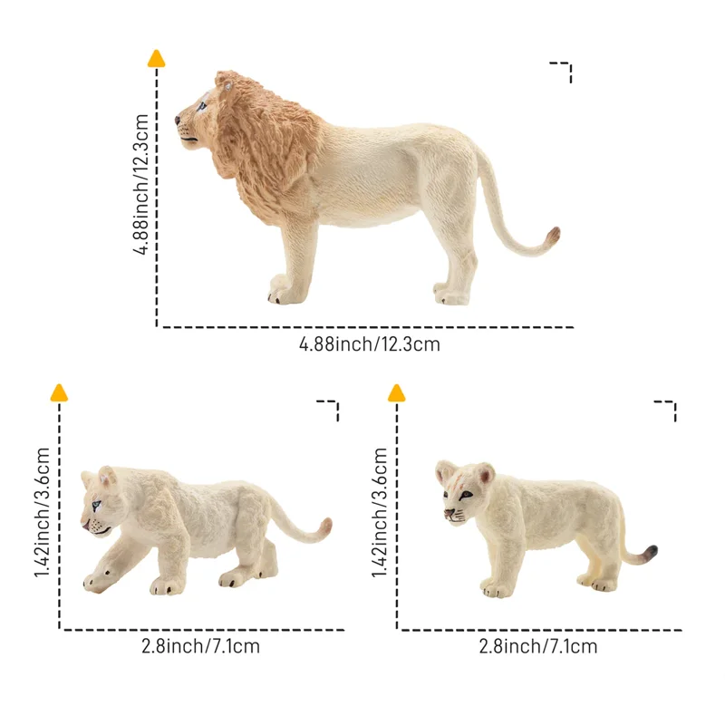 6 uds simulación León blanco familia animales modelo juguete Mini leones figuras muñecas figuras de acción juguetes para niños conjunto de regalo