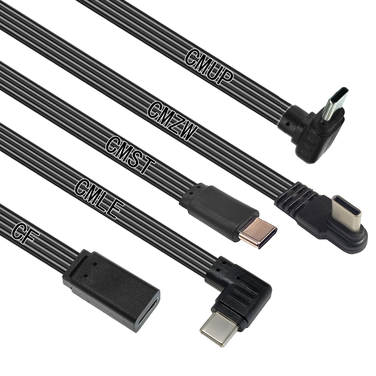 10CM-100CM Flat Flexible straight&Up & Down & Left & Right Angled 90 Degree Usb2.0 Male to Type C Male charging and Data Cable