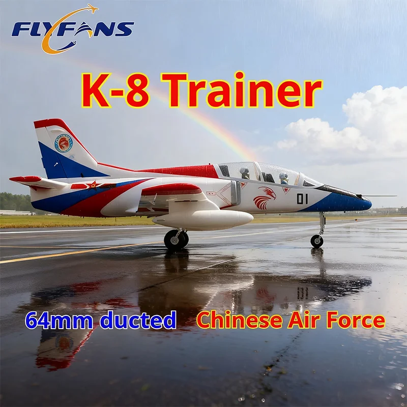 FLYFANS Aircraft Model 64mm Ducted K-8 Trainer Fighter Jet K8 Entry-Level Training Aircraft Fixed-Wing Remote Control Aircraft
