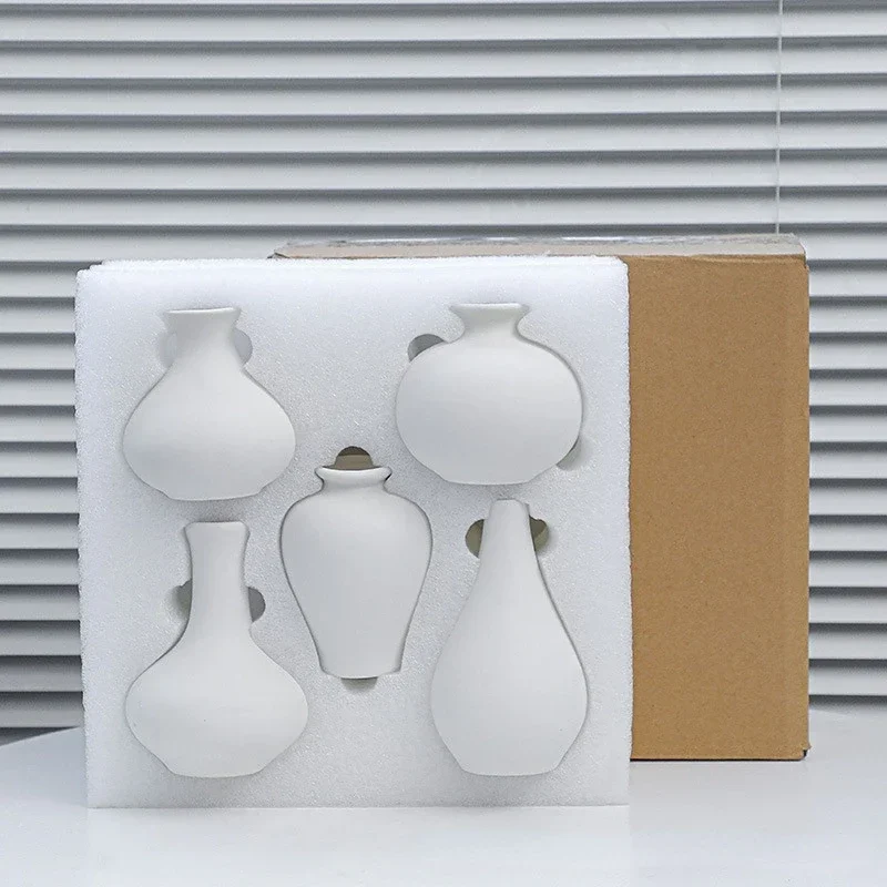 

5-piece set Simple ceramic vase, household handicraft, small flower ware, simple porch, TV cabinet, tabletop decoration