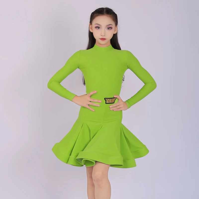 Mult-Color Latin Dance Suit For Competition Girls Professional Dancing Stage Outfit Cha Cha Rumba Clothing Kids Dancewear Skirt