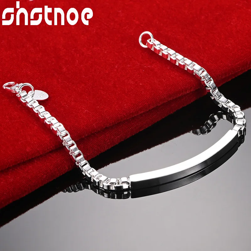 

SHSTONE 925 Sterling Silver Geometry 4mm Box Chain Bracelets For Woman Men Party Wedding Fashion Charm Jewelry Birthday Gift