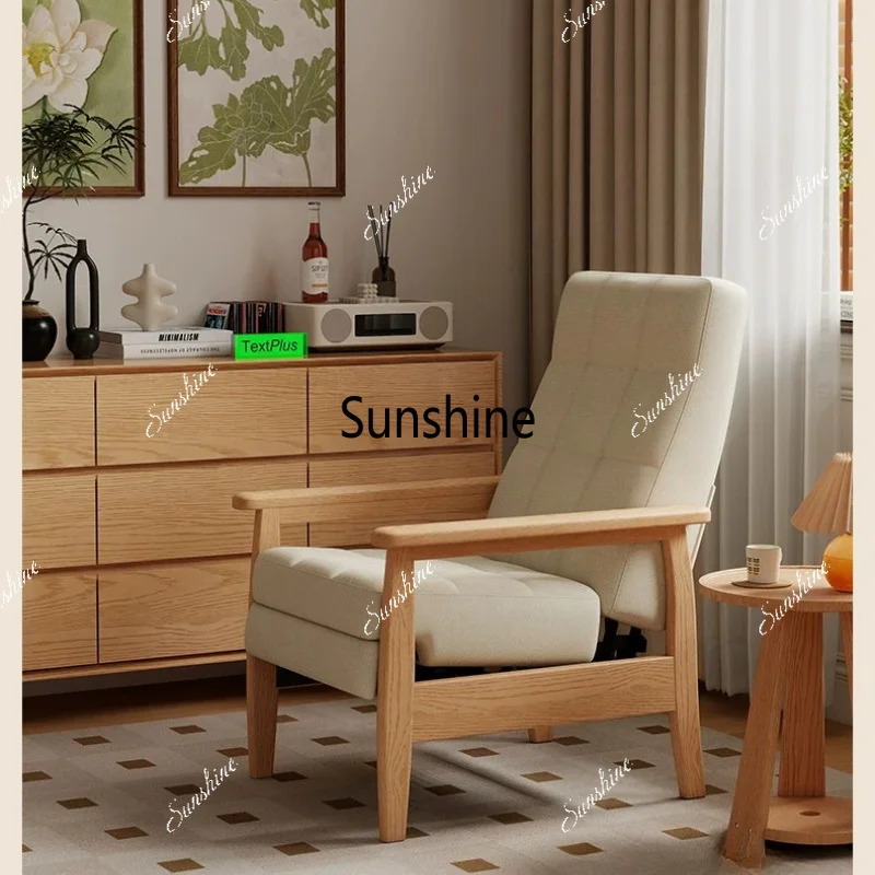 Solid wood sleepable reclining sofa, living room balcony single sofa reclining chair