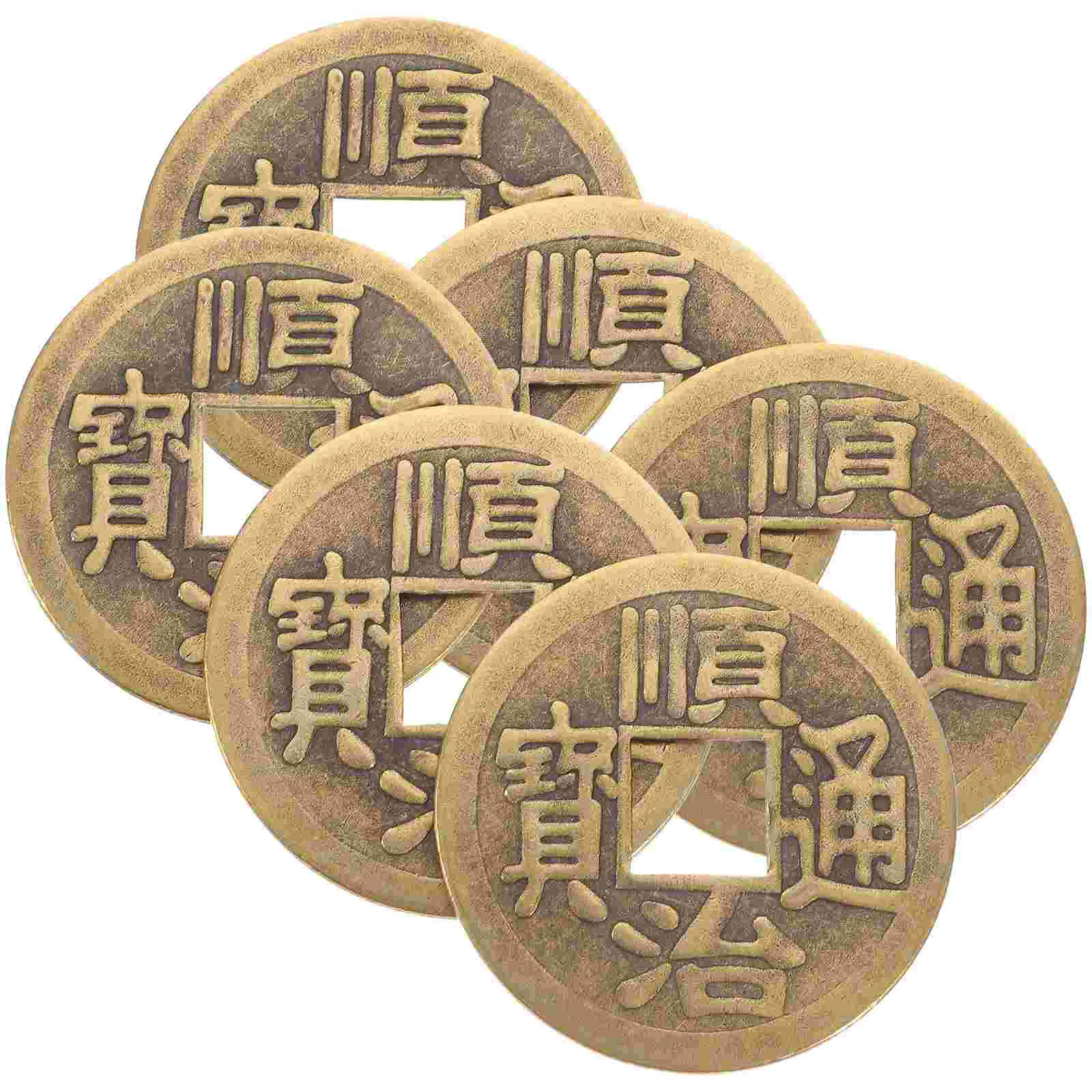 

Feng Shui I-ching Coins Vintage Copper Hanging Chinese Pendant DIY Supply Wealth Chic Brass